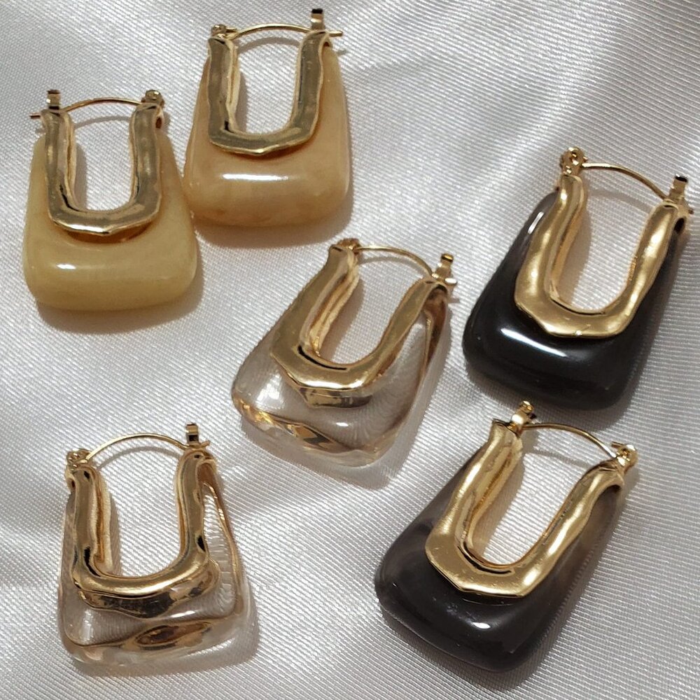 Chunky Gold Geometric Hoop Earrings | Titanium Steel